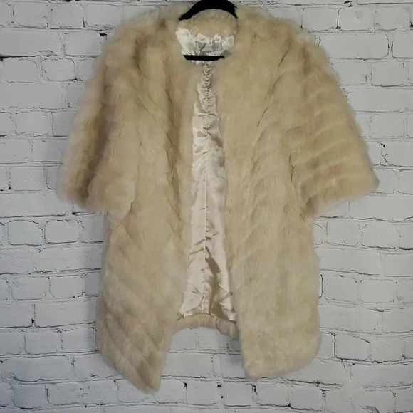 Tahari ASL Women's Faux-Fur Topper Jacket Champagne Gold Size Small NWT - Picture 3 of 8